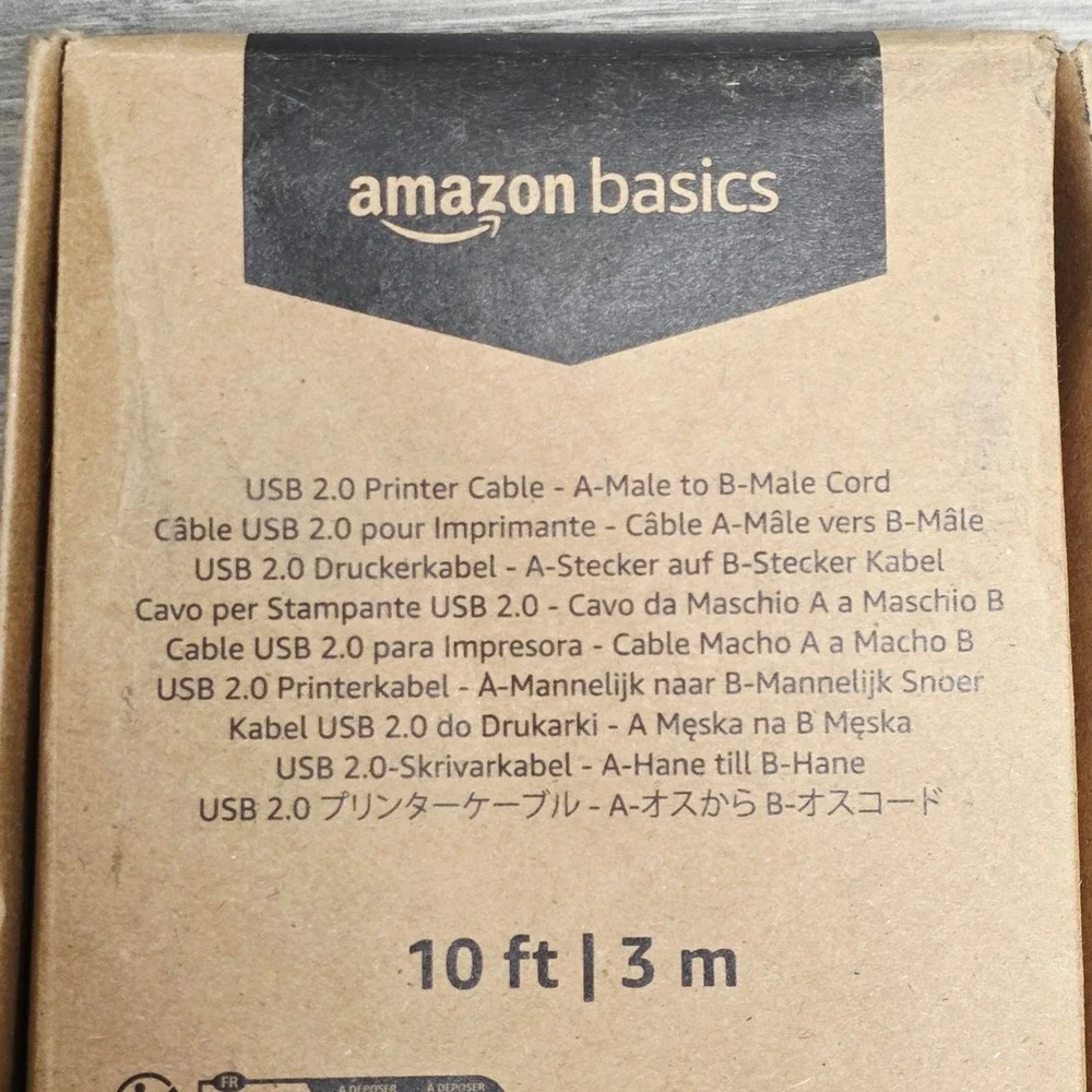 Amazon Basics USB 2.0 Printer Cable A-Male to B-Male 10ft Black B00NH13DV2